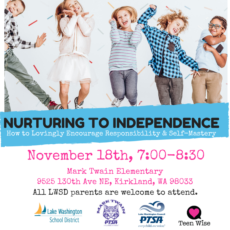 Nurturing to Independence, November 18 at 7pm