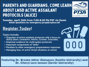 Family Education - LWSD ALICE Protocols @ Online via Zoom