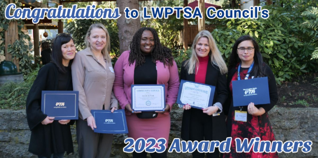 Congratulations to LWPTSA Council's 2023 award winners: Manda Mangrai, Megan Selitrennikoff, Na'eemah Webb, Lubomira Batshoun, Yumna Green and Michele Teske