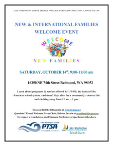 New & International Families Welcome Event @ LWSD Resource Center