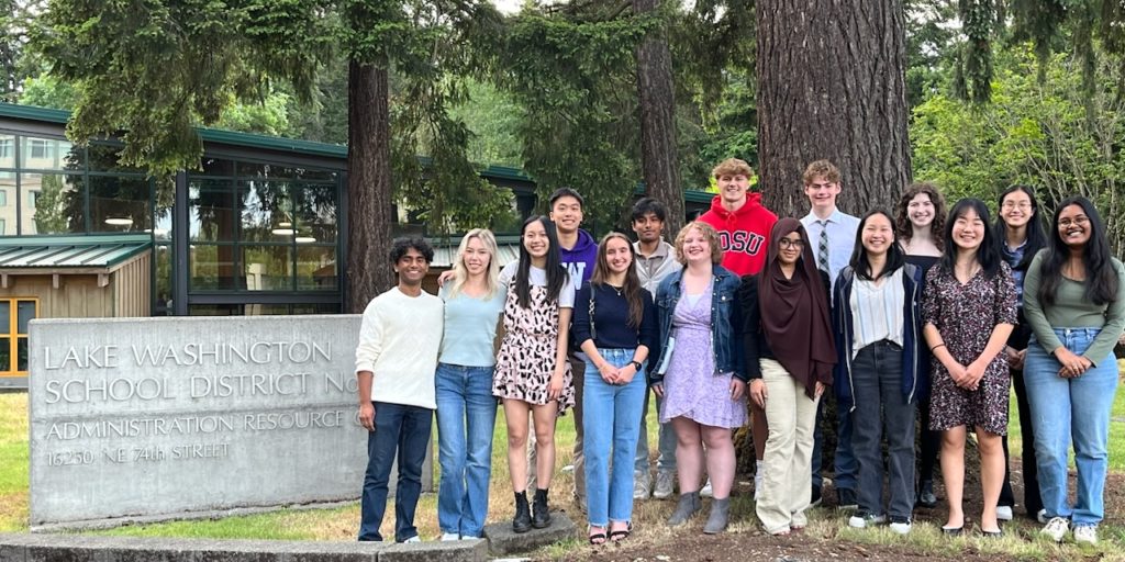 LWPTSA Council's 2024 student scholarship recipients are pictured at the Awards Reception & Presentation Ceremony on June 3, 2024, at the LWSD Resource Center in Redmond, Wash.
