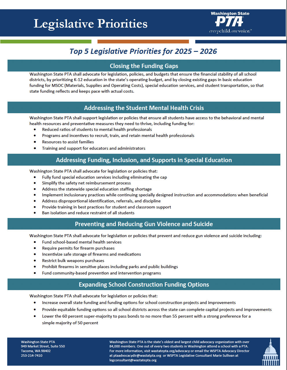 Legislative Priorities Lake Washington PTSA Council 2.8